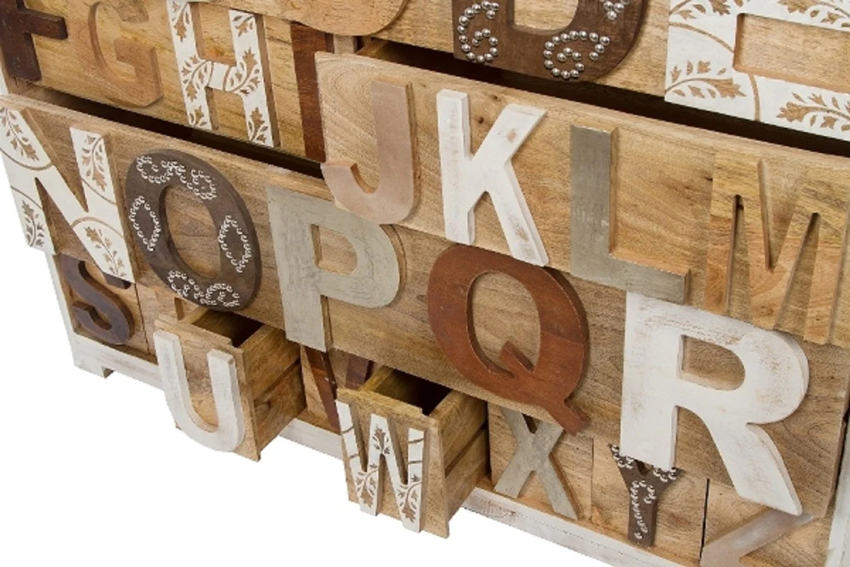 Casa Padrino c¨®moda de estilo campestre con 12 cajones blanco antiguo / multicolor 115 x 40 x H. 90 cm - Muebles de Estilo Campestre