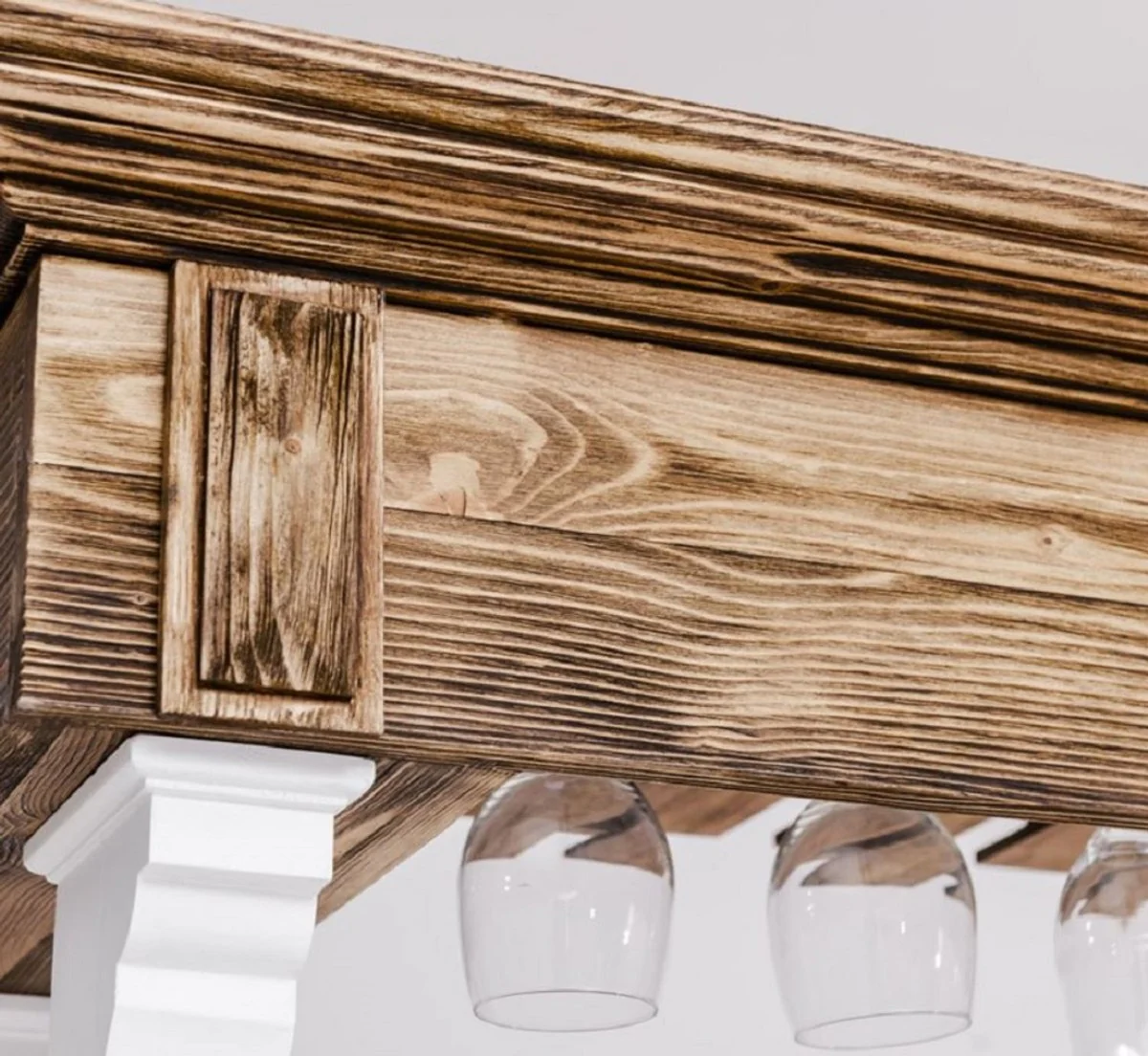 Casa Padrino barra de bar de estilo campestre blanco / marr¨®n 150 x 56 x A. 210 cm - Mesa de bar de madera maciza - Muebles de bar de madera maciza en estilo campestre