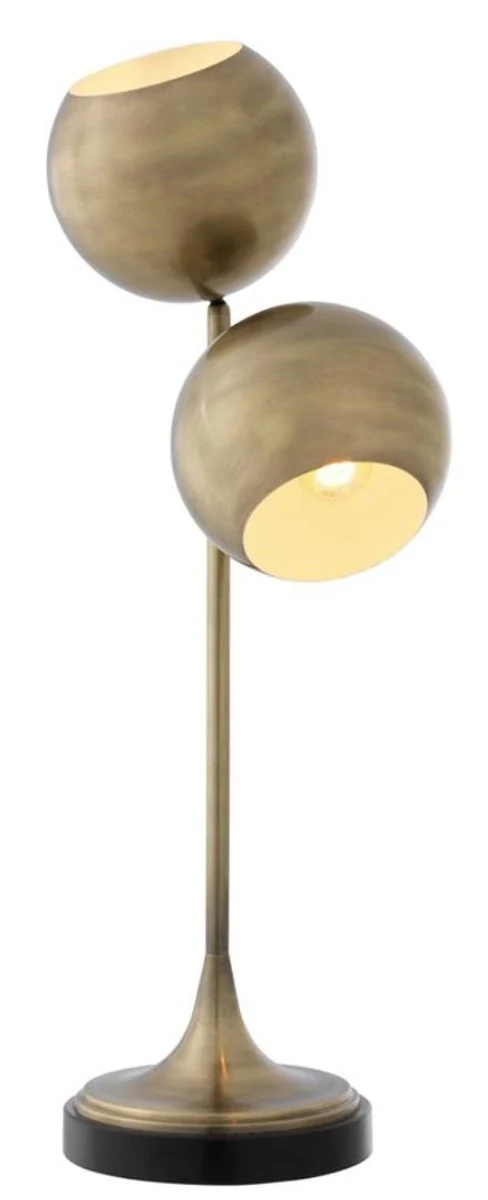 Casa Padrino lámpara de mesa latón antiguo / negro Ø 32 x H. 74 cm - Calidad de Lujo