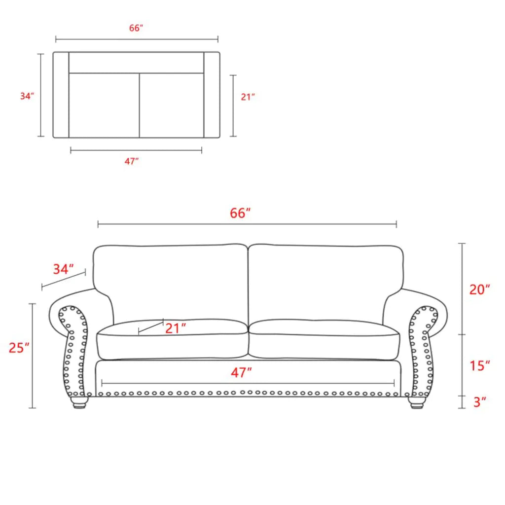 Norberto 66'' Rolled Arm Loveseat