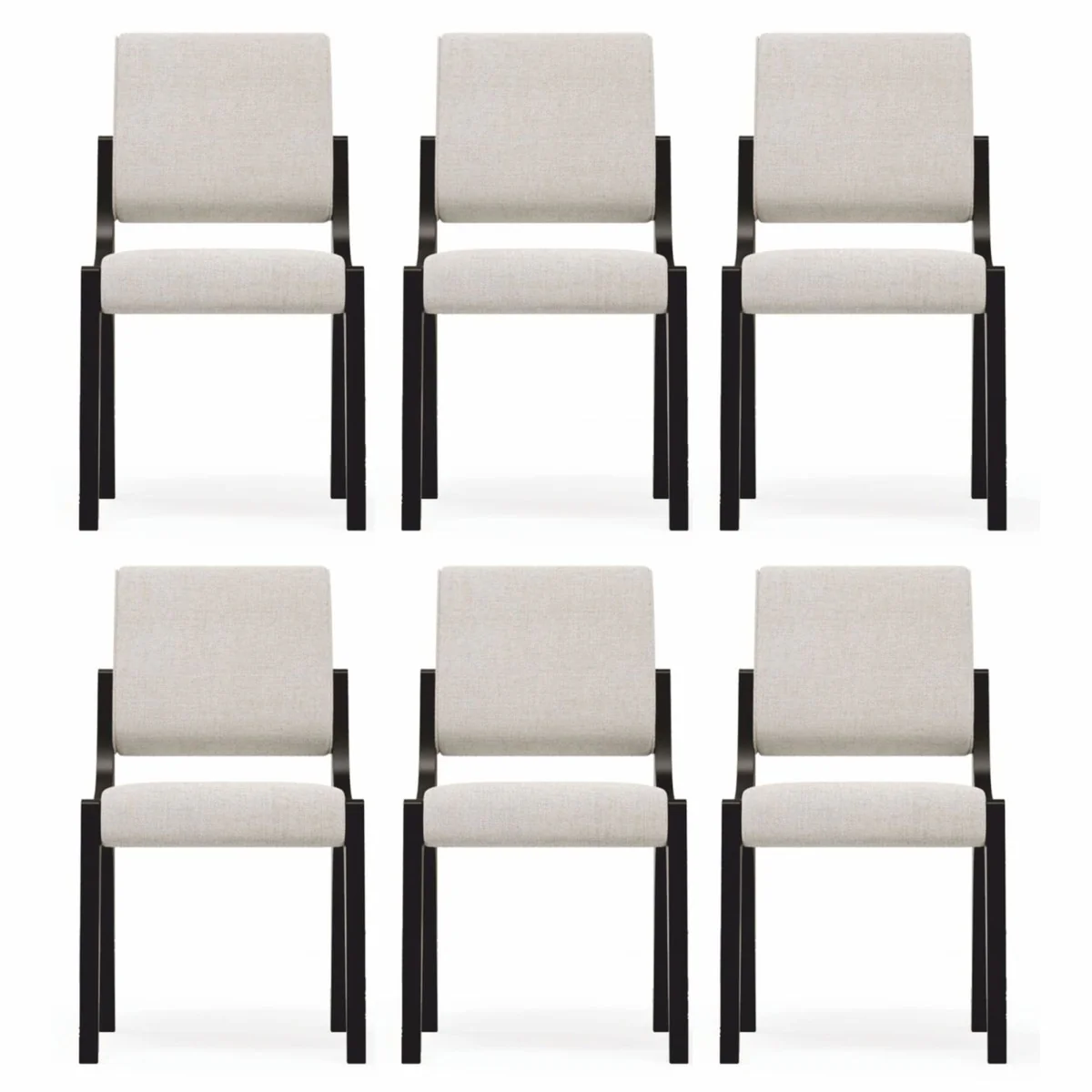 Casa Padrino conjunto de 6 sillas de comedor de lujo blanco crema / negro - Muebles de hotel y comedor