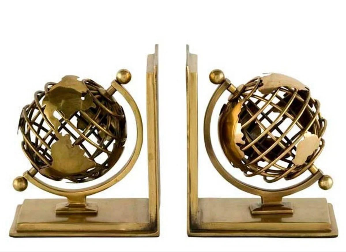Casa Padrino luxury globe bookends brass finish aluminum - Bookend - Book End - Luxury Collection - Art Deco