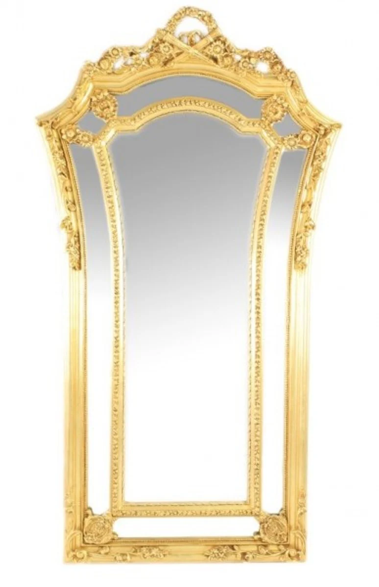 Giant Casa Padrino luxury Baroque wall mirror Venice Gold 210 x 115 cm - solid and heavy - Golden Mirror