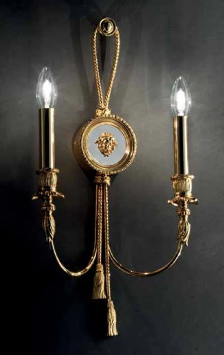 Casa Padrino lámpara de pared doble barroco de lujo oro 30 x 12 x A. 55 cm - Magnífica lámpara de pared estilo barroco - Noble y Magnífica - Calidad de Lujo - Hecho en Italia