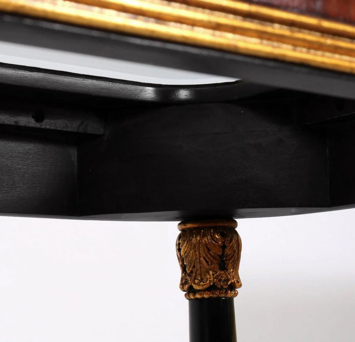 Casa Padrino mesa auxiliar barroco de lujo marr¨®n / negro / oro 61 x 46 x A. 65 cm - Mesa noble de madera maciza con tapa de vidrio - Muebles Barrocos