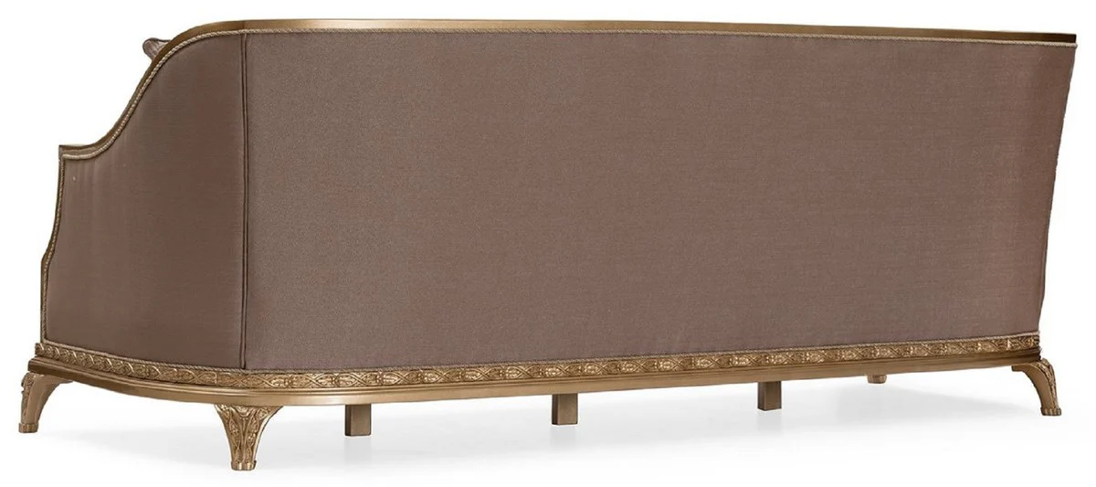 Casa Padrino conjunto de sala de estar barroco de lujo marr¨®n / oro - 2 Sof¨¢s y 2 Sillones y 1 Mesa de Centro y 2 Mesas Auxiliares - Muebles de sal¨®n de lujo hechos a mano en estilo barroco