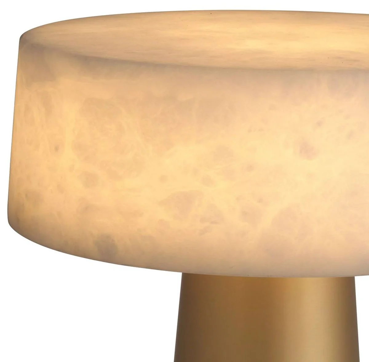 Casa Padrino lámpara de mesa de lujo latón antiguo / alabastro Ø 33 x A. 43 cm - Lámpara de escritorio redonda de metal con pantallas de alabastro - Colección de Lujo