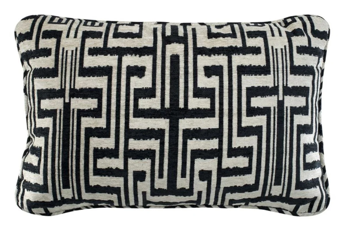 Casa Padrino decorativa almohada de dise?o negro / beige 60 x H. 40 cm - colecci¨®n de lujo