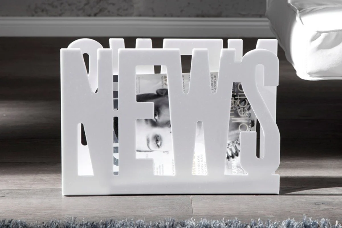 Casa Padrino designer magazine rack white Height: 29cm, Width: 42cm, Depth: 11cm - paper basket, magazine basket Newspaper