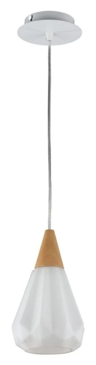 Casa Padrino lámpara colgante de lujo blanco / natural Ø 13 x H 26 cm - Lámpara Colgante de Lujo