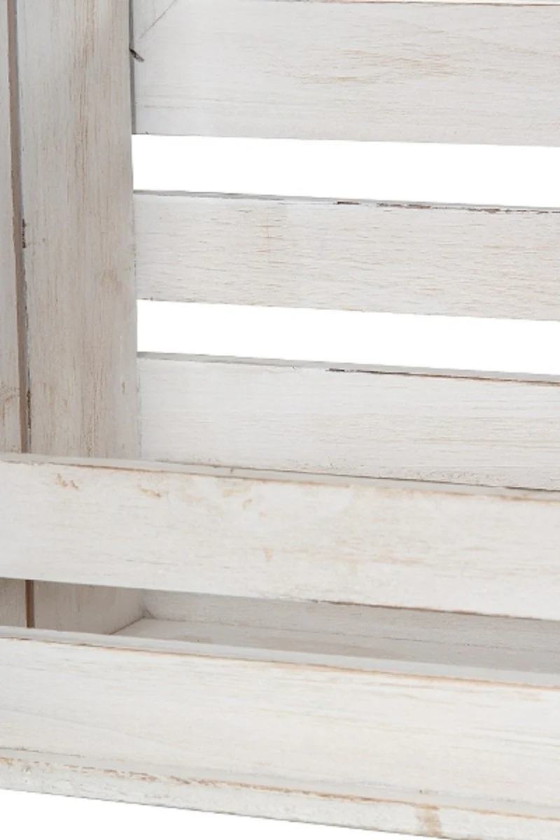 Casa Padrino Country Style Shabby Chic Armario de Pared Blanco Antiguo 44 x 17 x H. 59 cm - Gabinete de Pared Hecho a Mano con Espejo