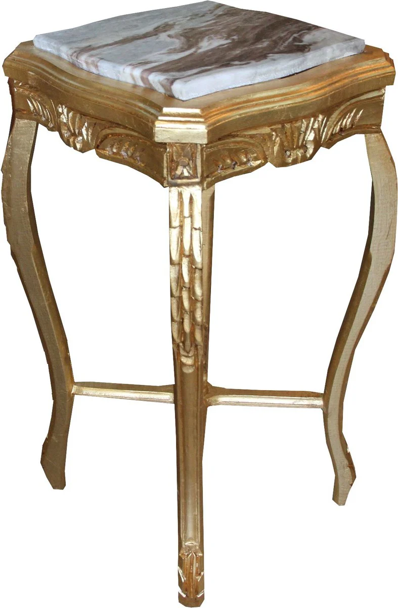 Casa Padrino Baroque Side Table Angular Gold con mármol Top 40 x 40 x H 72.5 cm Antique Style - Teléfono Flower Table