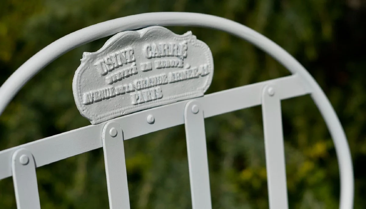 Casa Padrino conjunto de 4 sillas de jard¨ªn Art Nouveau blanco 47 x 47 x A. 94 cm - Sillas de hierro forjado hechas a mano con reposabrazos - Muebles de jard¨ªn y patio hierro forjado nost¨¢lgicos