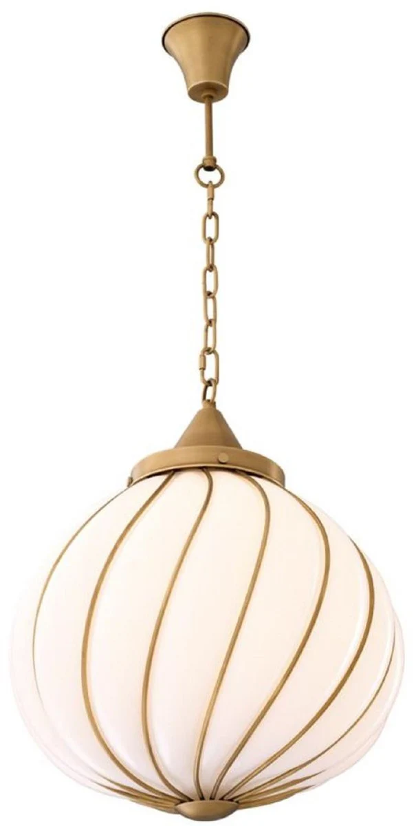 Casa Padrino araña de lujo latón antiguo / blanco Ø 43 x H. 50 cm - Colección de Lujo