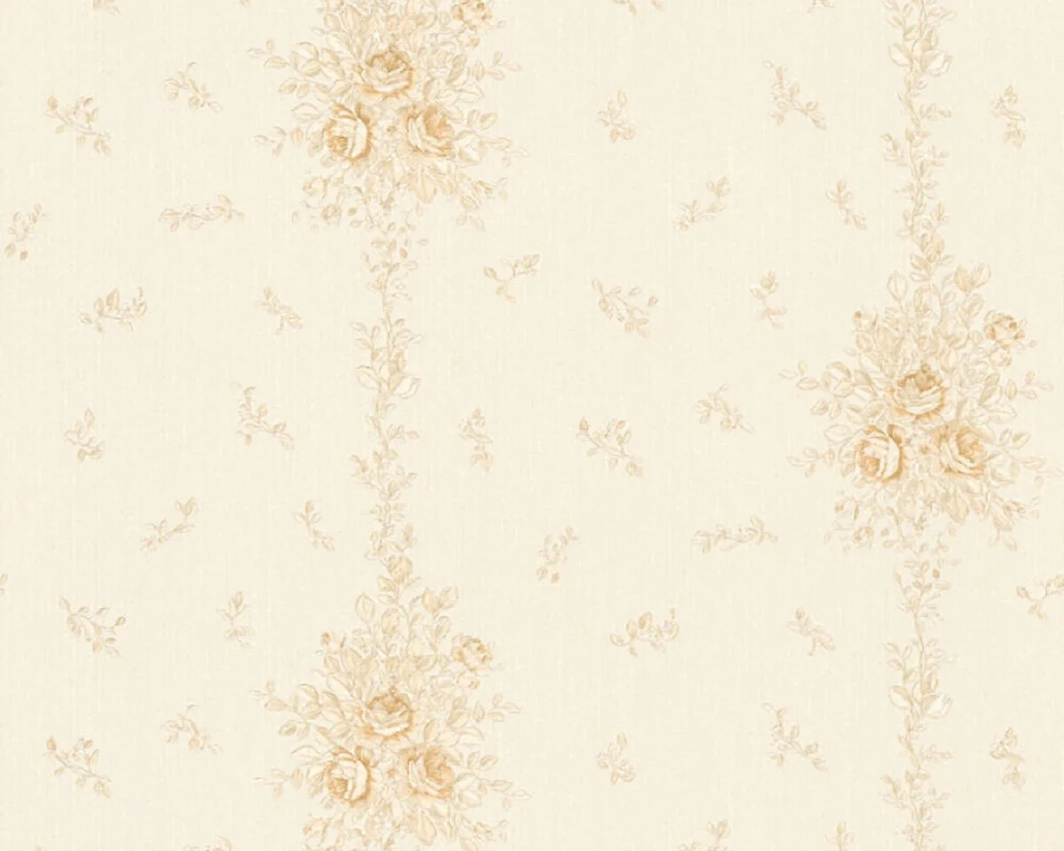 Casa Padrino papel pintado barroco no tejido beige - Papel pintado de salón de estilo barroco con elegante patrón floral - Decoración de pared barroco