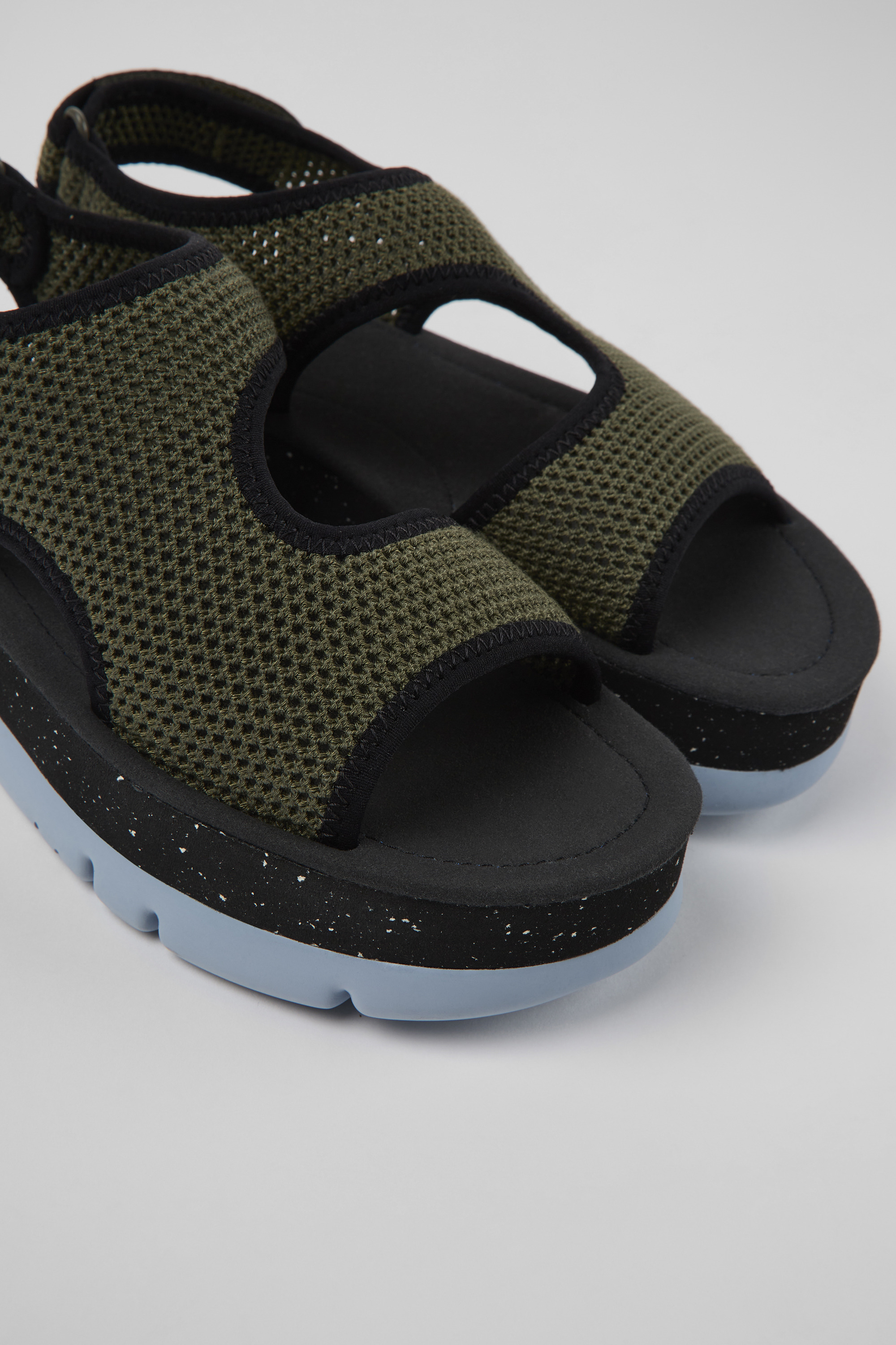 Oruga Up - Green textile sandals for women