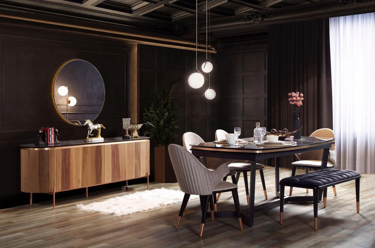 Casa Padrino aparador de lujo marr¨®n / negro / cobre 208 x 60 x A. 80 cm - Gabinete noble con 4 puertas - Muebles de Lujo