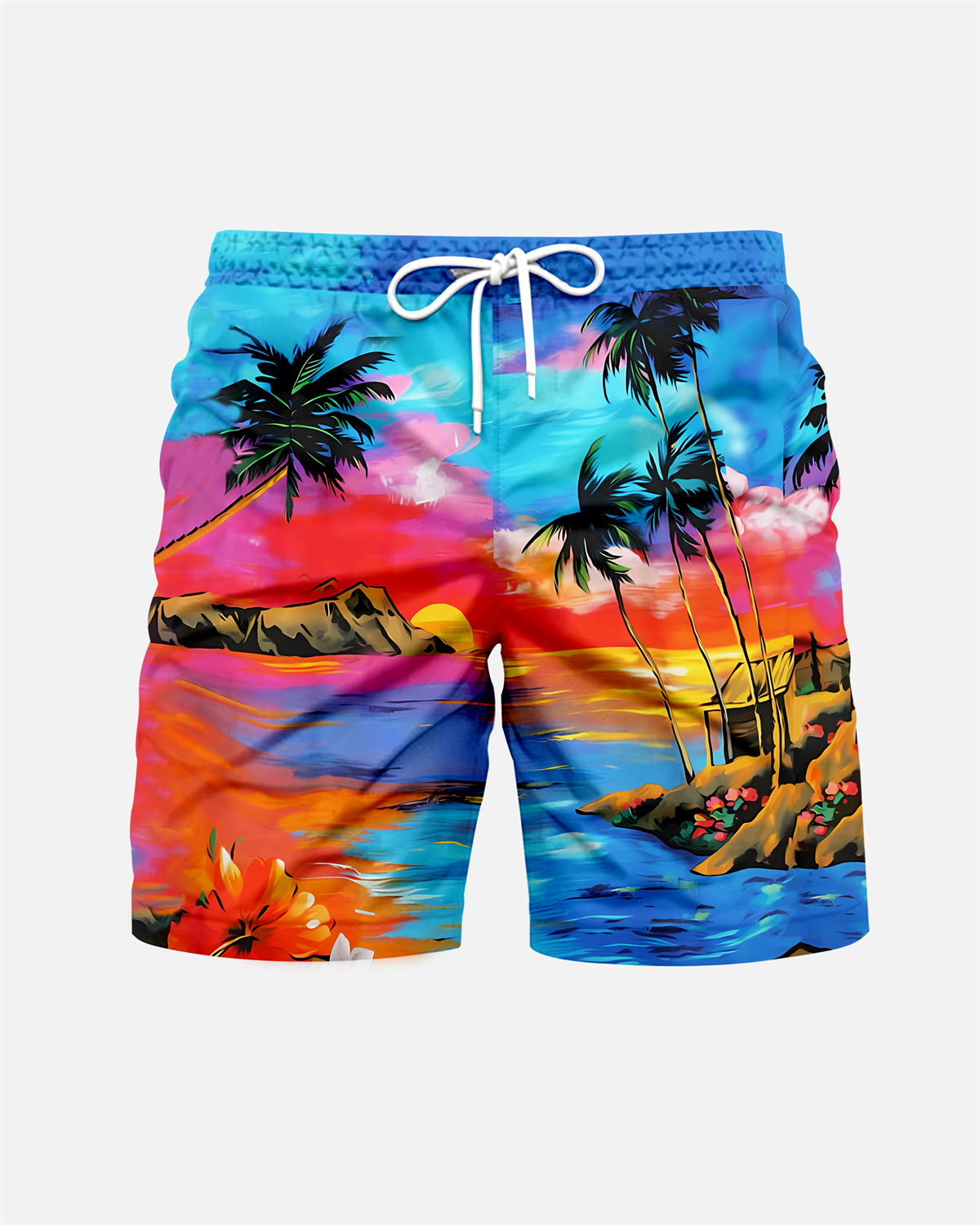 Suitmens Men's Men's Tiki Style Hawaiian Vacation Print Three-Piece Set 036