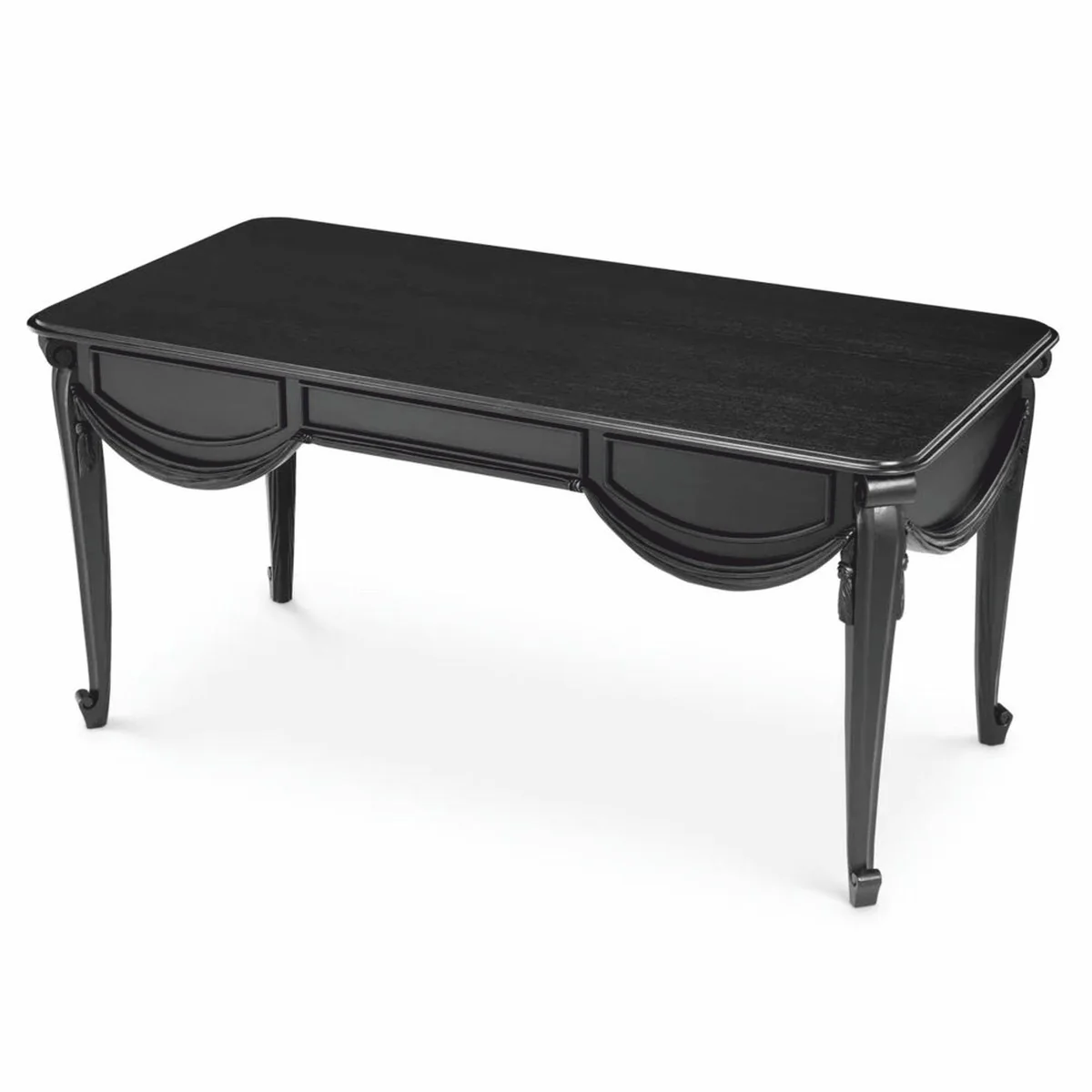 Casa Padrino Escritorio Barroco de Lujo Negro 160 cm - Muebles de Oficina Barrocos