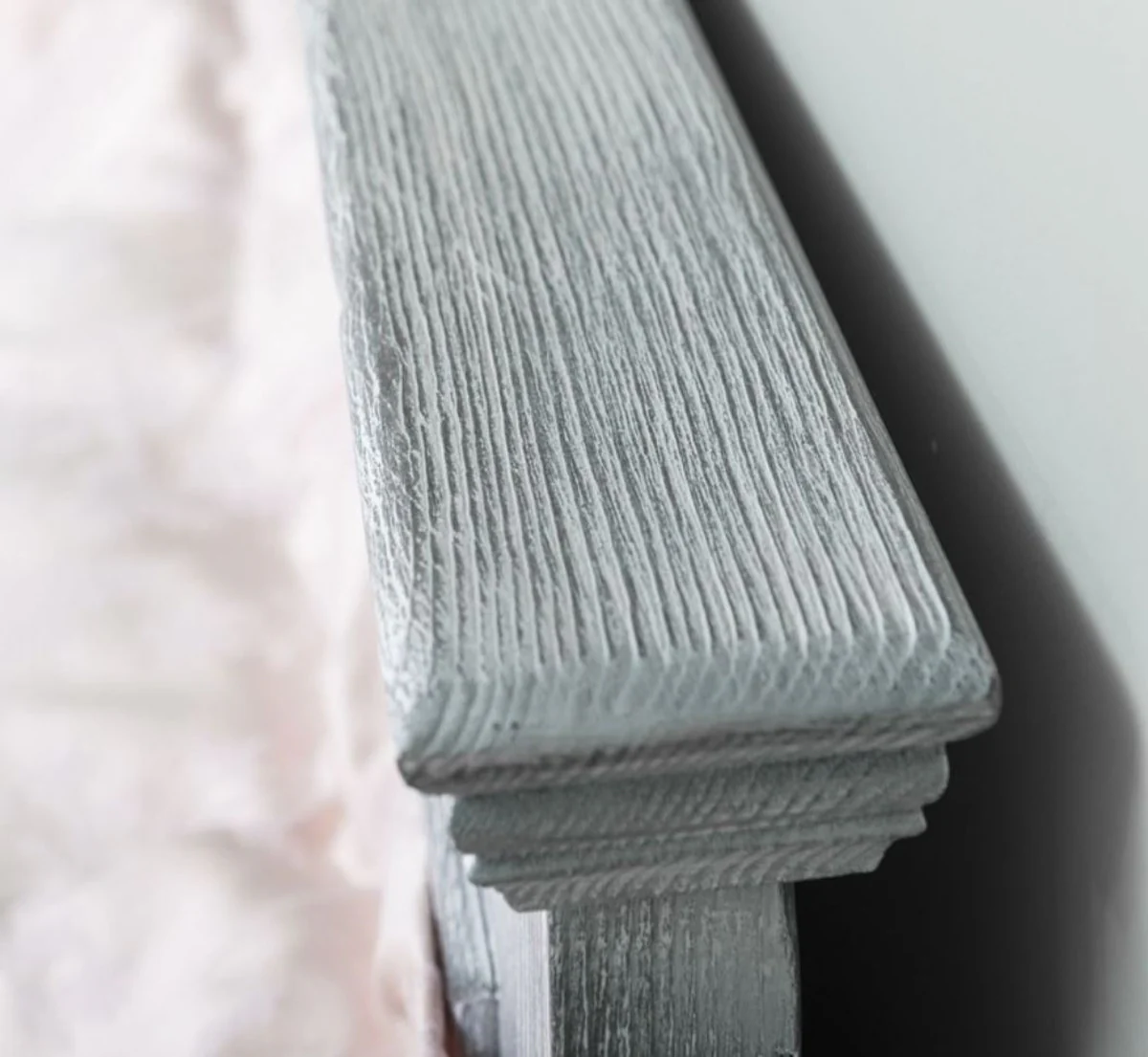 Casa Padrino cama de madera maciza de estilo campestre gris antiguo 160 x 200 x A. 93 cm - Cama Doble de Madera Maciza - Muebles de Dormitorio de Estilo Campestre