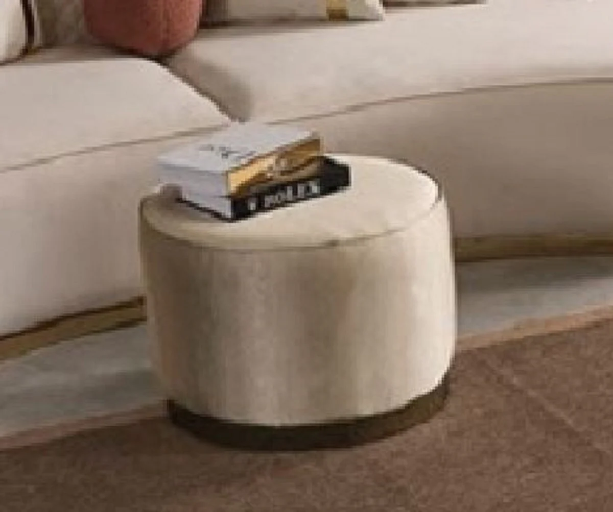 Casa Padrino taburete de lujo crema / oro ? 50 x A. 43 cm - Taburete de sal¨®n redondo - Muebles de sal¨®n - Muebles de lujo - Interiores de lujo