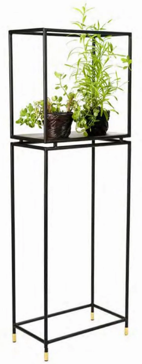 Casa Padrino estanter¨ªa de flores de lujo negro / lat¨®n 50 x 30 x A. 150 cm - Estanter¨ªa de plantas moderna de metal - Muebles de Sal¨®n