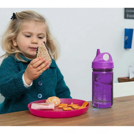 Nalgene Grip'n Gulp lila 375 ml – Botella cantimplora para niños