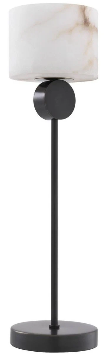 Casa Padrino lámpara de mesa de lujo bronce / alabastro Ø 20 x A. 76 cm - Lámpara de mesa moderna con pantalla redonda de alabastro - Luces de Lujo