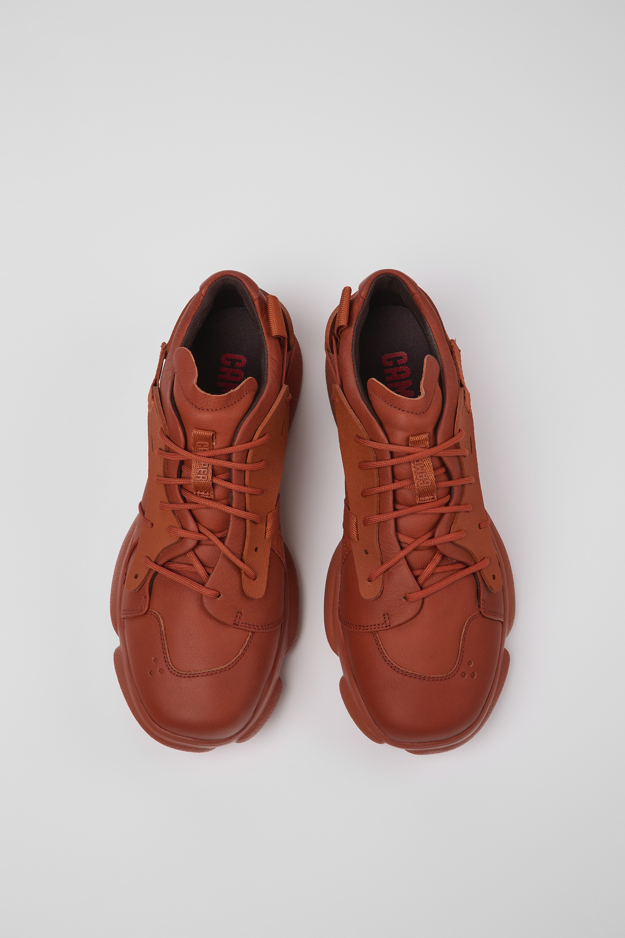 Karst - Red leather and textile sneakers for men