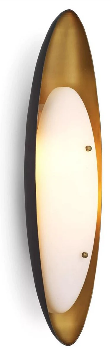 Casa Padrino lámpara de pared de lujo latón antiguo / blanco 16 x 13 x A. 59 cm - Lámpara de pared de salón con pantalla de vidrio - Luces de lujo - Calidad de lujo