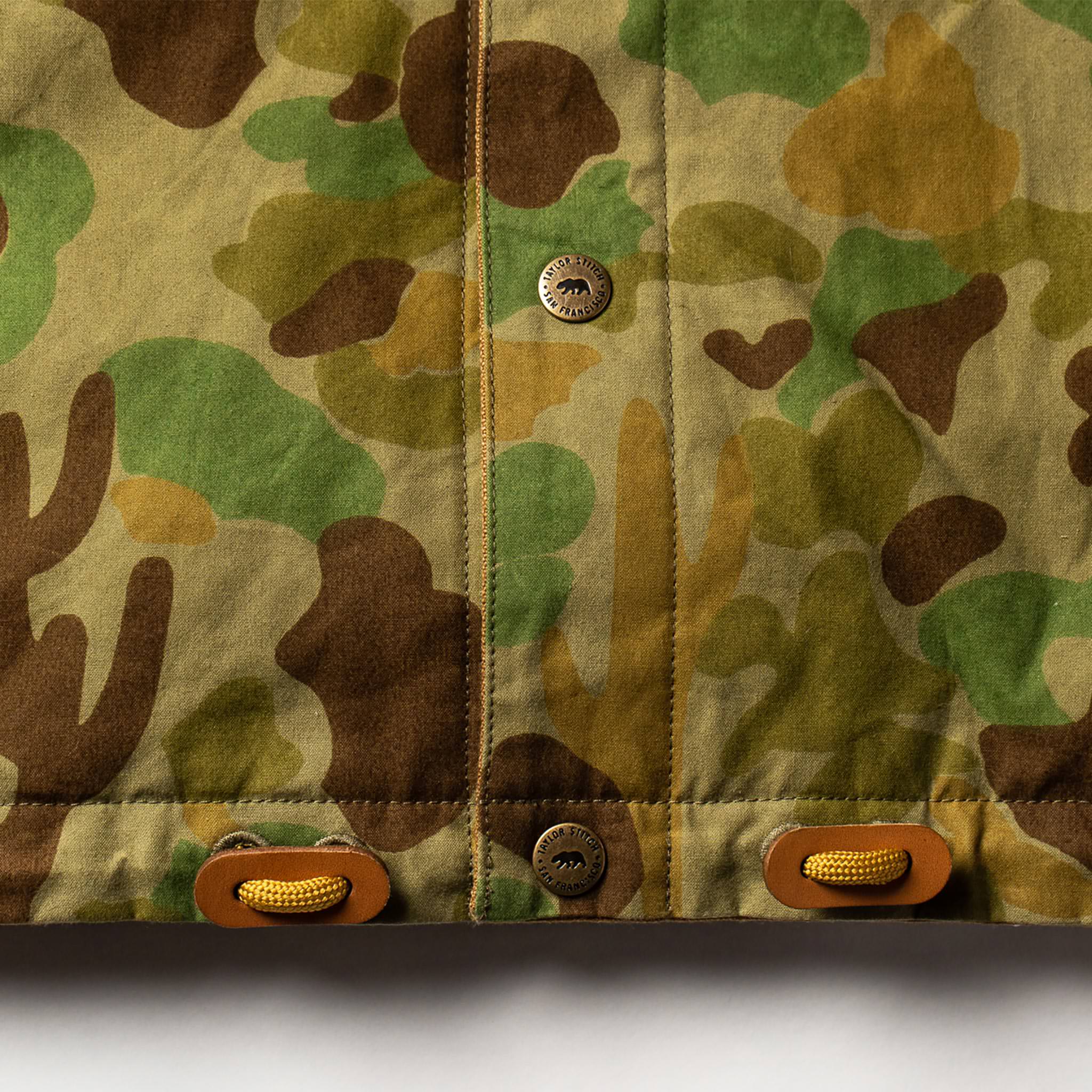 The Taylor Stitch x Gear Patrol Reversible Lombardi Jacket in Arid Camo
