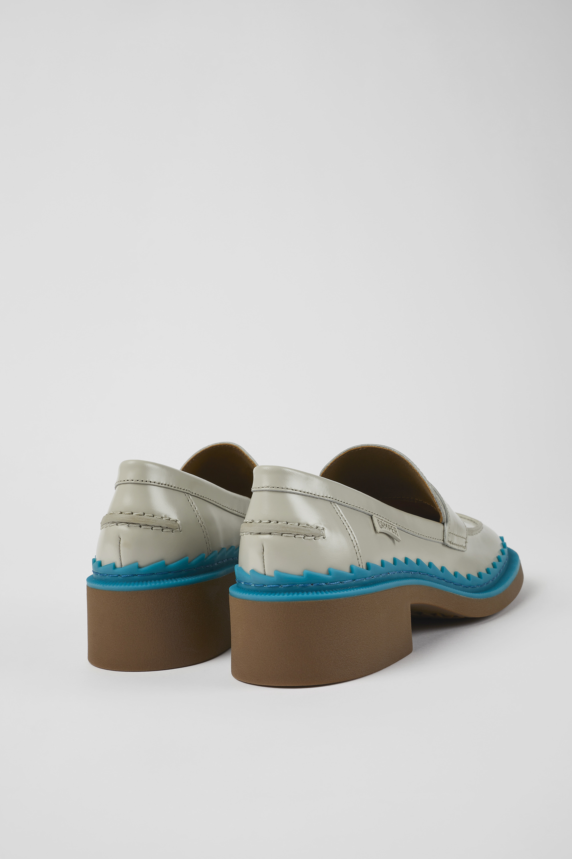 Taylor - Gray and blue leather loafers for women