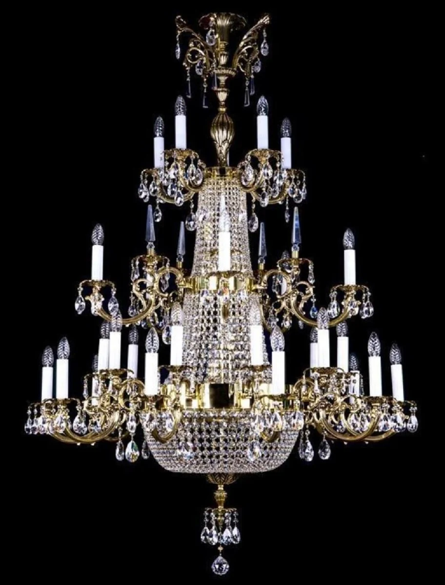 Casa Padrino araña de luces de cristal barroco de lujo oro Ø 120 x A. 170 cm - Magnífica lámpara de araña de latón con cristal de Bohemia - Noble & Magnificent