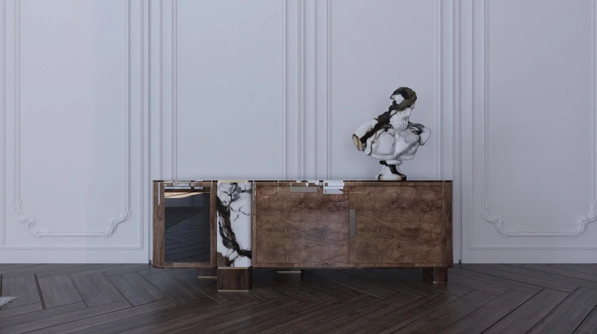 Casa Padrino aparador de lujo marr¨®n / blanco / negro / lat¨®n 230 cm