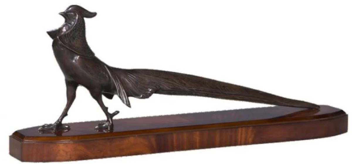 Casa Padrino faisán de bronce de lujo con base de madera bronce / marrón 85 x 17 x H. 35 cm - Deco de la Sala