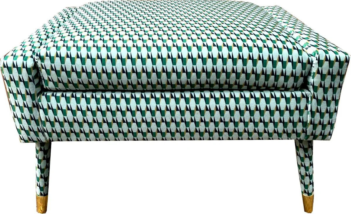 Casa Padrino taburete para los pies de lujo verde / oro 76 x 62 x H. 46 cm - Taburete de la Sala de Estar Estilo Neocl¨¢sico - Muebles de Sala de Estar de Dise?o