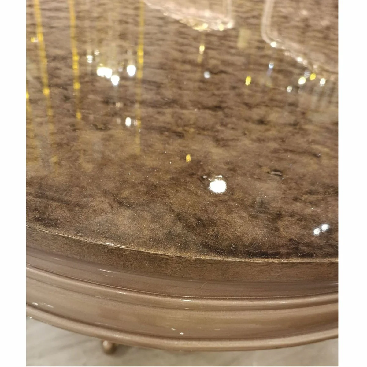 Casa Padrino conjunto de comedor barroco de lujo gris / negro / oro - 1 Mesa de Comedor y 6 Sillas