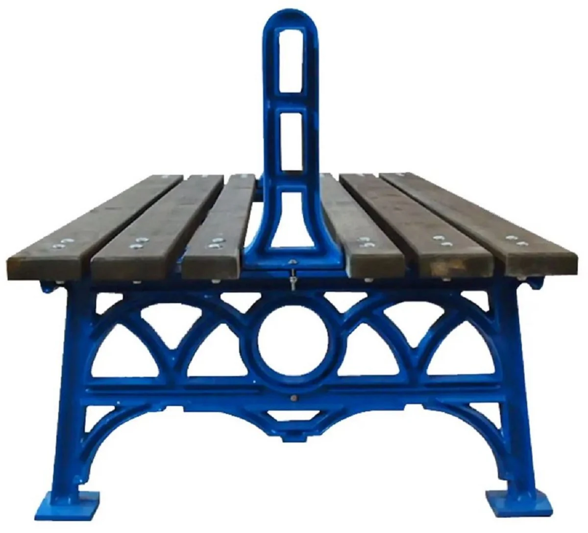 Casa Padrino Banco de Jard¨ªn de Estilo Industrial de Doble Cara Marr¨®n / Azul 180 cm
