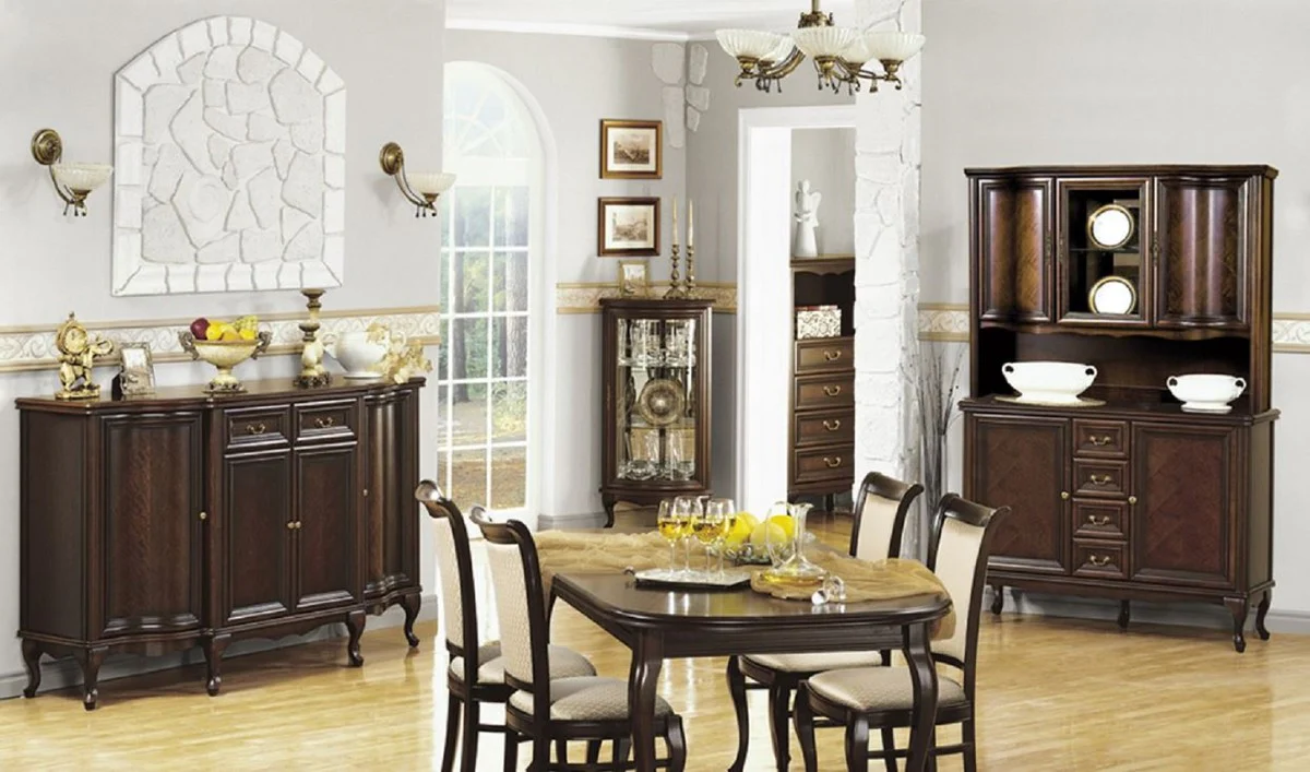 Casa Padrino aparador Art Nouveau de lujo marr¨®n oscuro 176 x 57,5 ??x A. 111 cm - Elegante armario de madera maciza con 4 puertas y 2 cajones - Muebles Barrocos y Art Nouveau