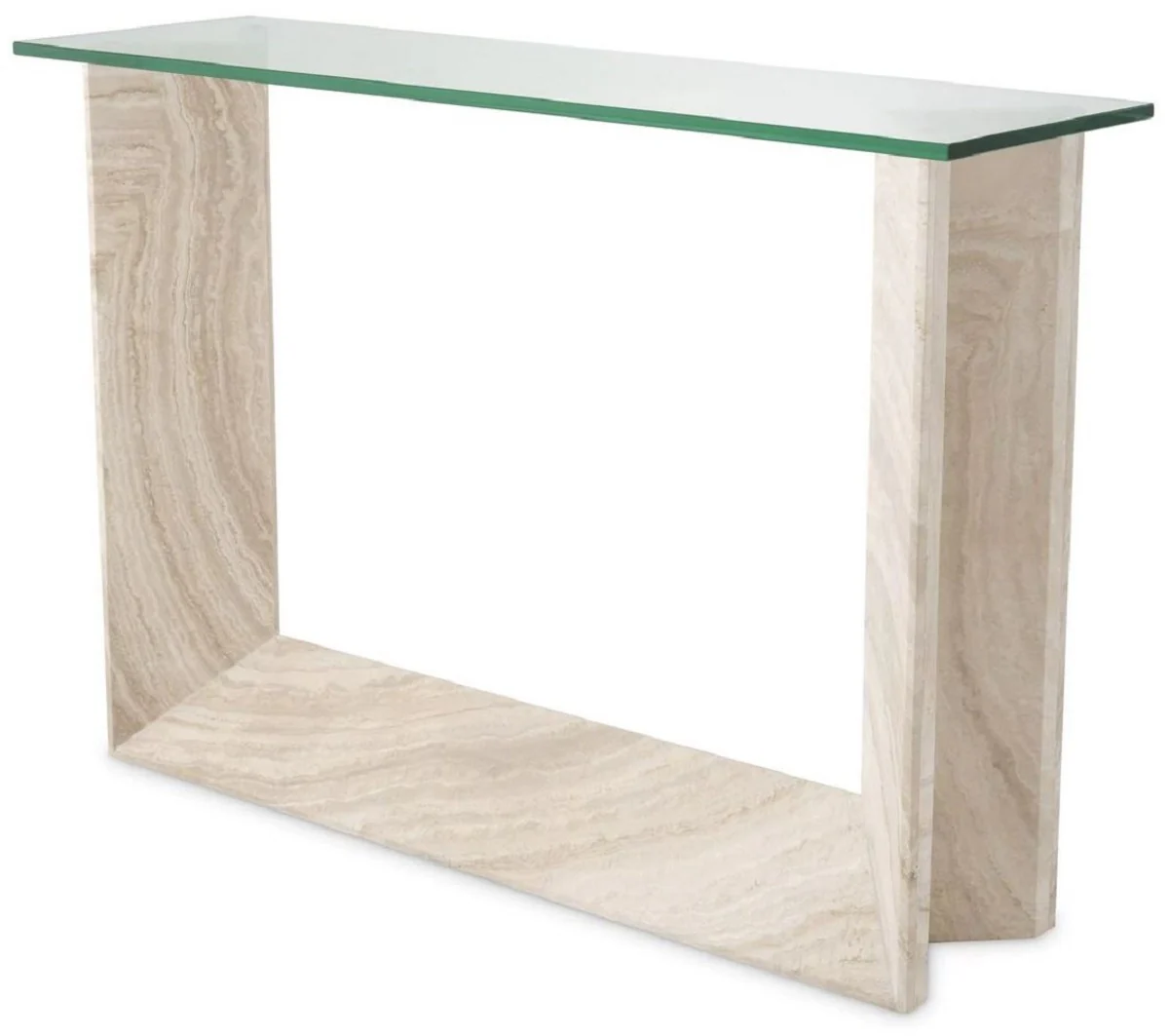 Casa Padrino consola de lujo beige 120 x 37 x A. 83,5 cm - Consola rectangular de travertino con tapa de vidrio - Muebles de sal¨®n - Muebles de lujo - Interiores de lujo - De lujo muebles