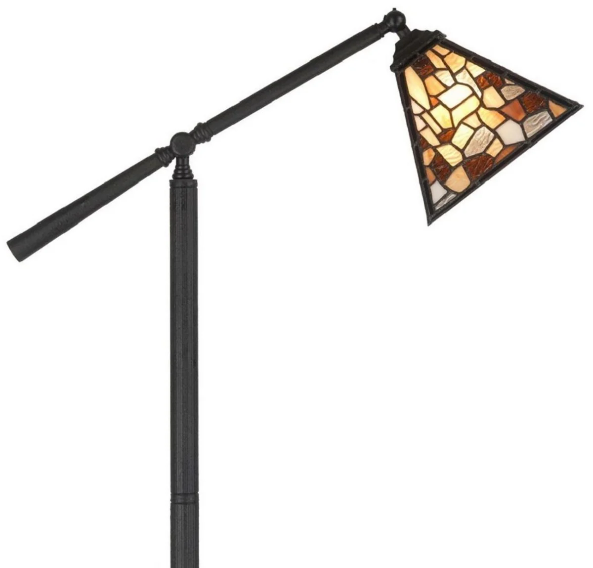 Casa Padrino lámpara de pie Tiffany de lujo negro / multicolor 65 x A. 165 cm - Lámpara de pie Tiffany giratoria - Luces Tiffany - Lámparas de pie Tiffany - Lámparas de pie para salón y oficina