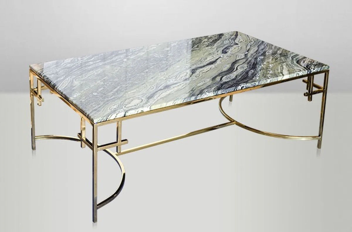 Casa Padrino Art Deco coffee table Gold metal / Marble 130 x 70 cm Art Nouveau table - Living room