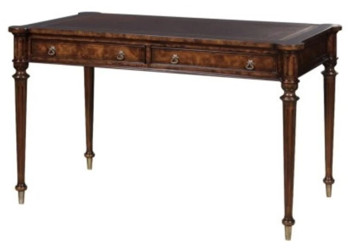 Casa Padrino escritorio Art Nouveau de lujo con 2 cajones marrón / plata 126 x 74 x H. 76 cm - Calidad de Lujo