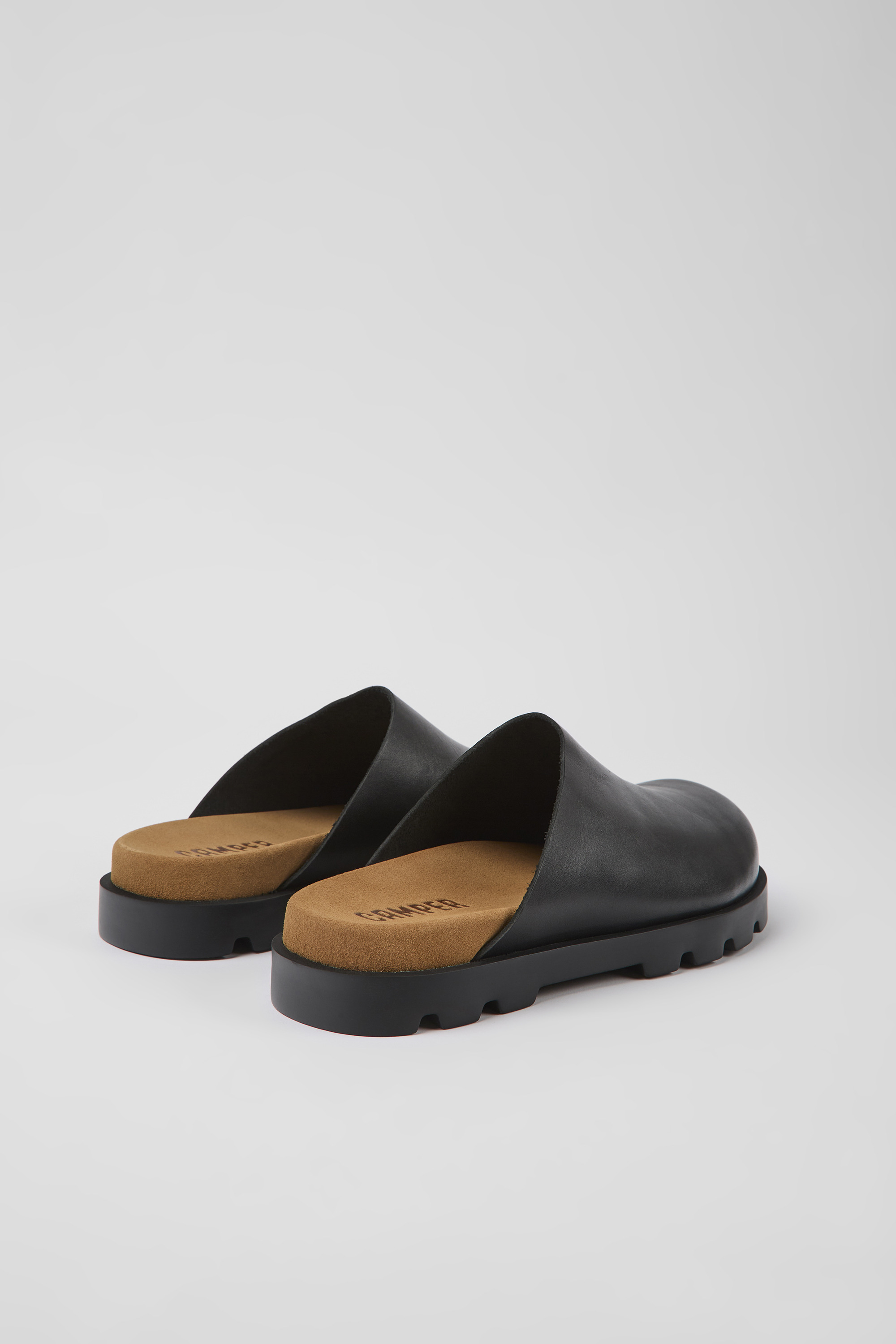 Brutus Sandal - Black leather clogs for men