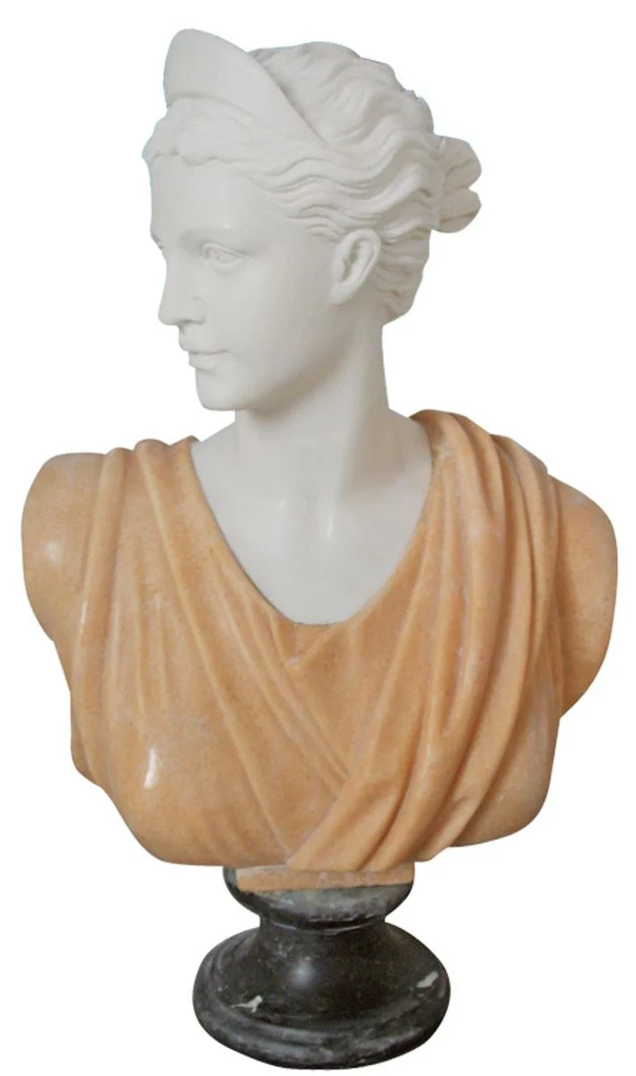 Casa Padrino busto decorativo de mármol Art Nouveau de lujo dama beige / blanco / negro A. 45 cm