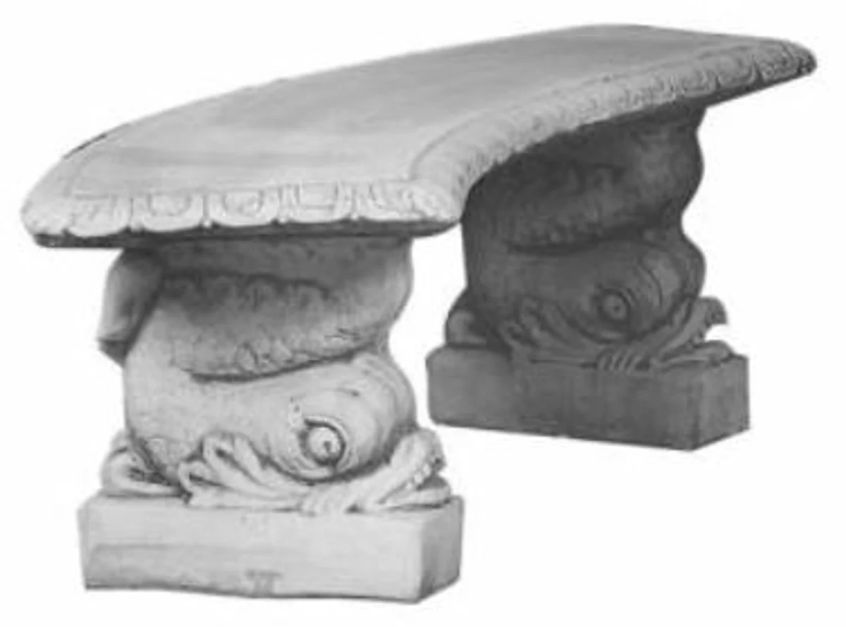 Casa Padrino banco de jardín gris 140 x H. 45 cm - Banco de Hormigón Curvo Estilo Oriental