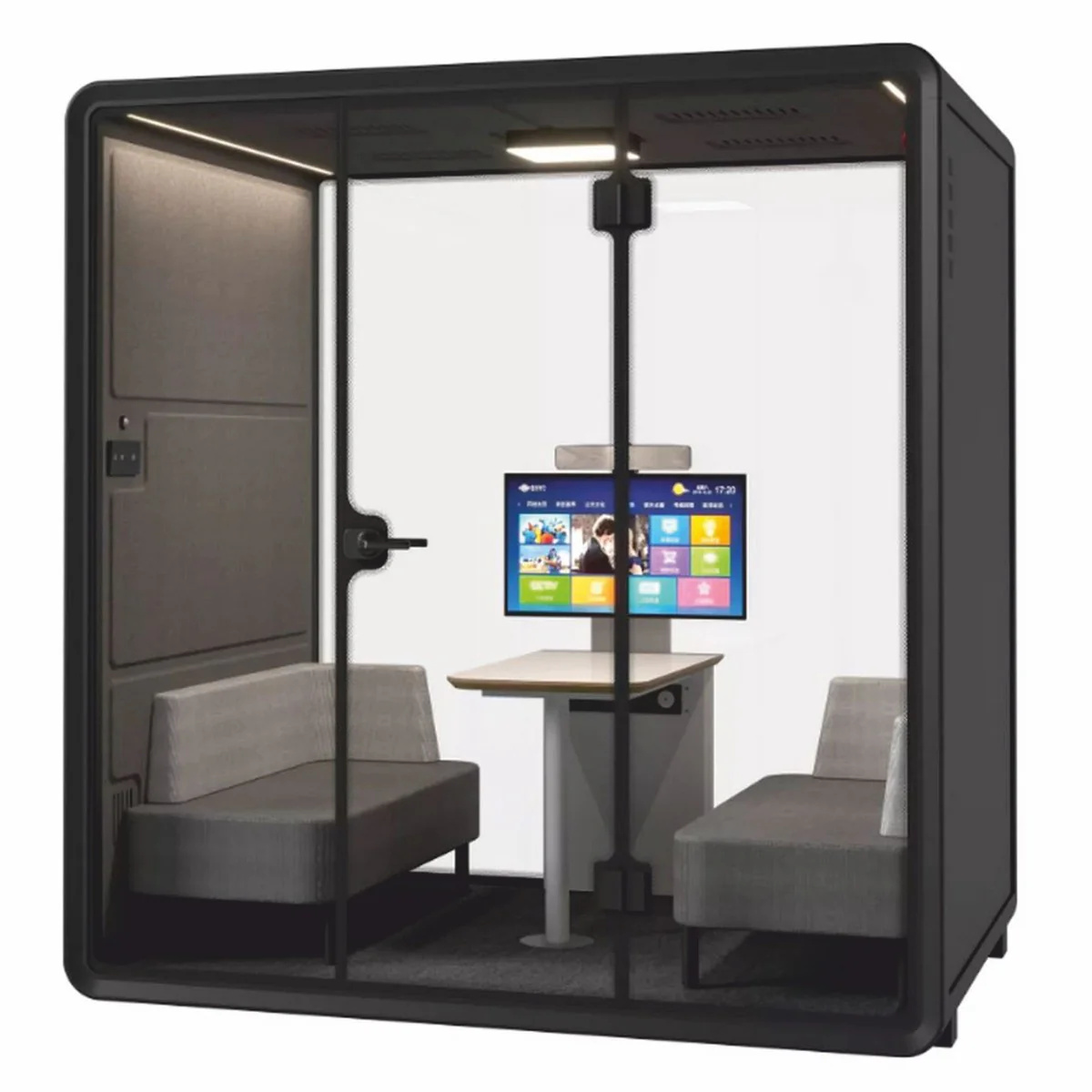 Casa Padrino cabina de relajaci¨®n de lujo negro / gris Al. 220 cm - Cabina ac¨²stica iluminada / Cabina oficina