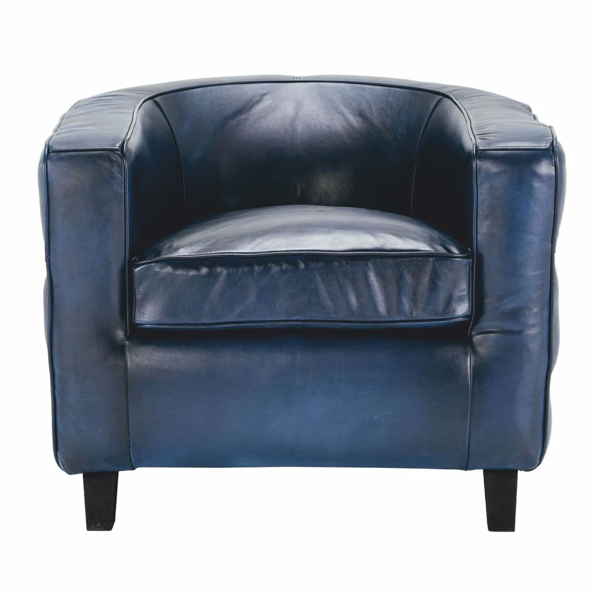 Casa Padrino sill¨®n Chesterfield de lujo de cuero genuino azul / negro - Muebles de cuero