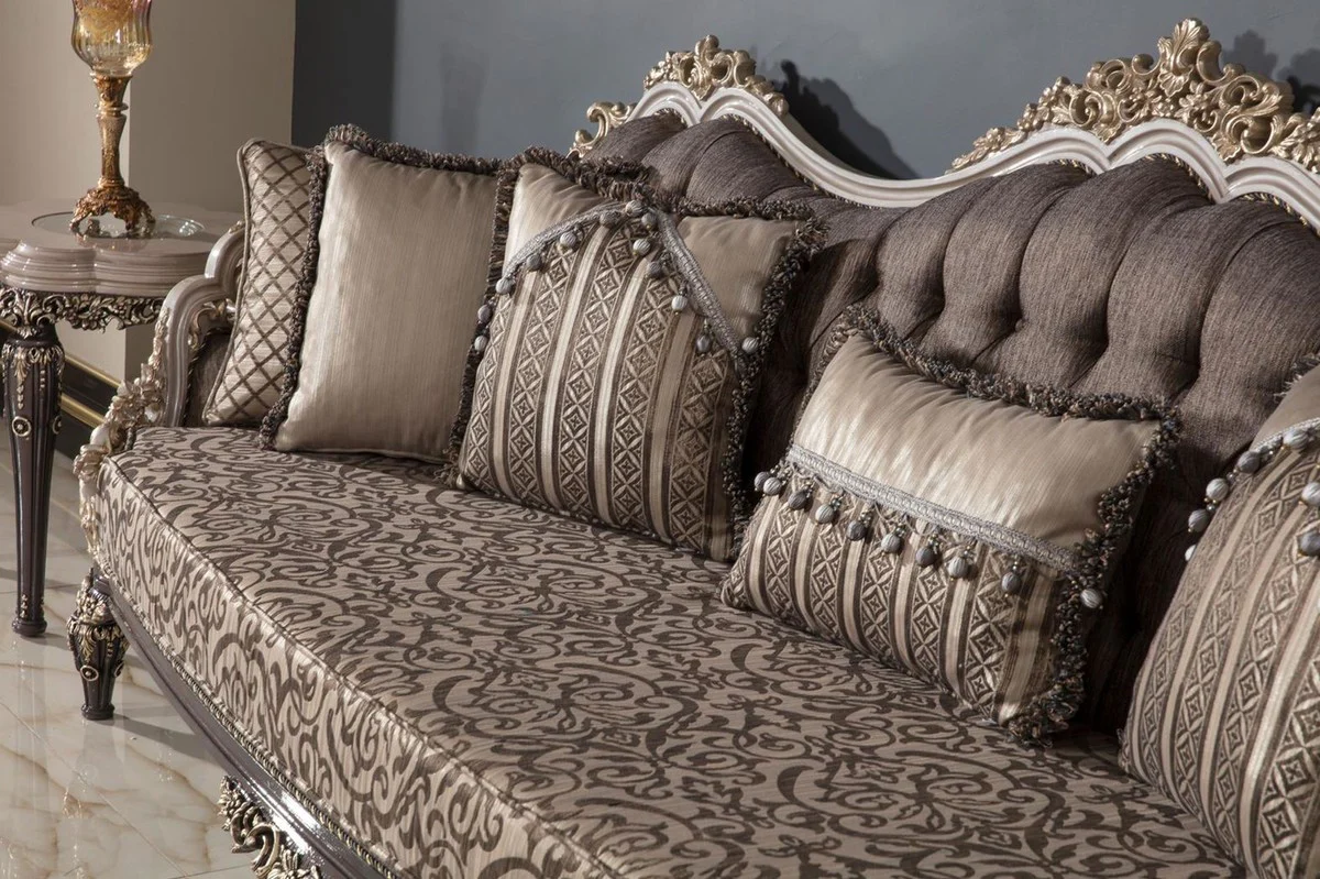 Casa Padrino mesa auxiliar barroco de lujo gris / marr¨®n / oro A. 60 cm - Muebles barrocos