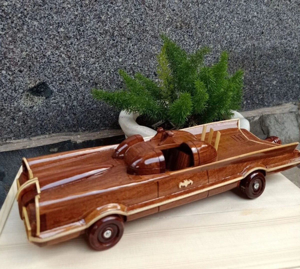 Casa Padrino coche de ensueño decorativo marrón / natural 36 x 12 x A. 11 cm - Coche de madera hecho a mano - Decoración de Salón - Decoración de Escritorio - Accesorios de Decoración